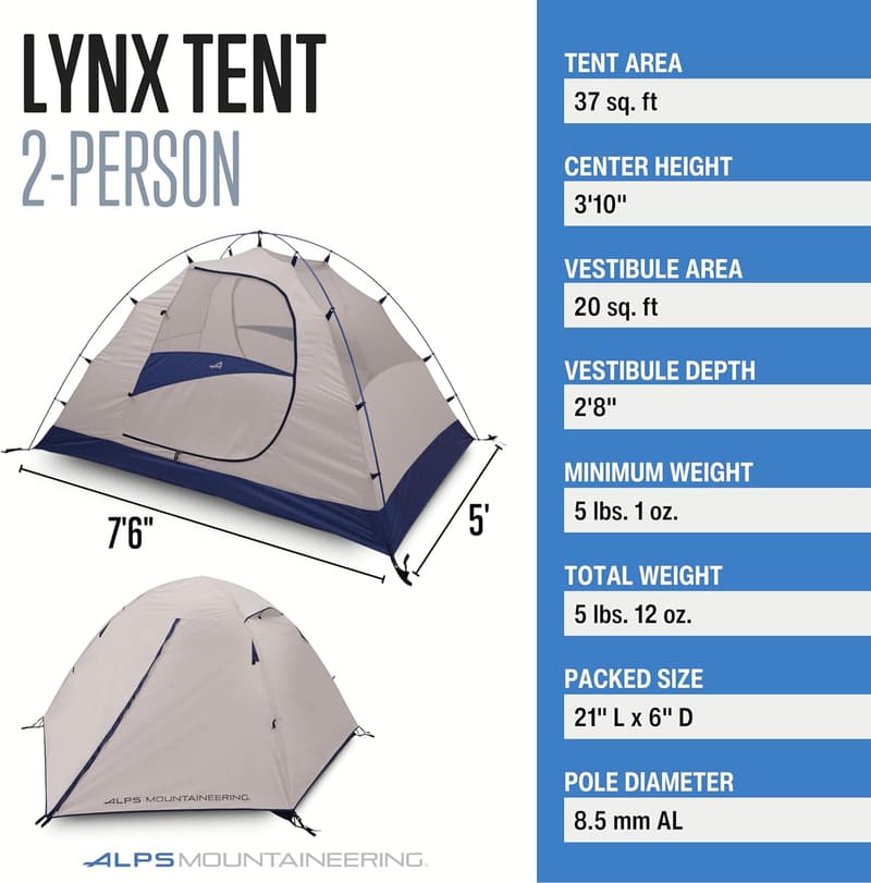 Lynx 2-Person Backpacking Tent for Camping