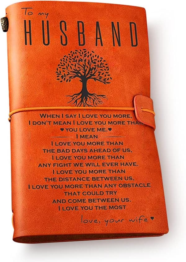 Engraved Leather Journal for Husband - Romantic Gift Idea