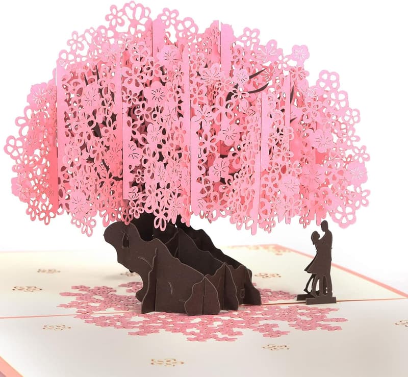 Cherry Blossom 3D Pop-Up Card for Wedding Anniversary