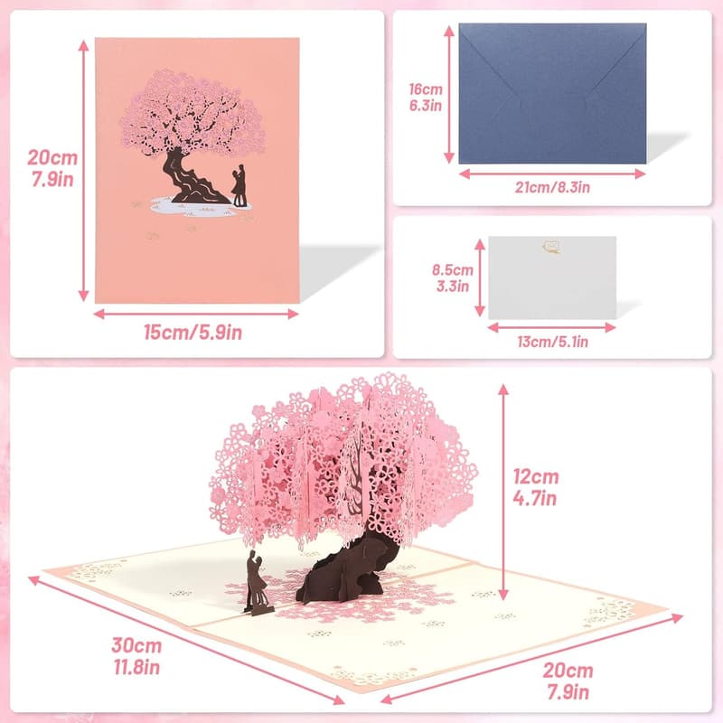 Cherry Blossom 3D Pop-Up Card for Wedding Anniversary
