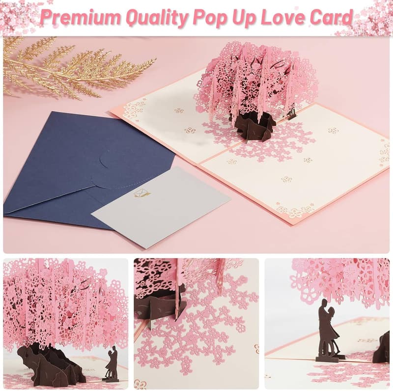 Cherry Blossom 3D Pop-Up Card for Wedding Anniversary