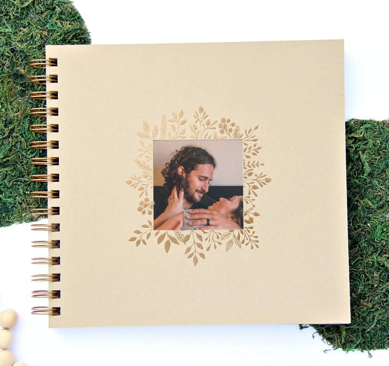 Engagement Gift: Gold Foil Scrapbook Album, 90 Pages