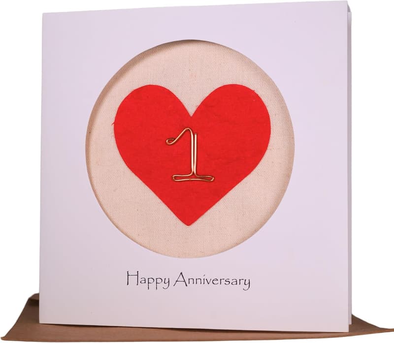 1st Wedding Anniversary Handmade Card for Couples