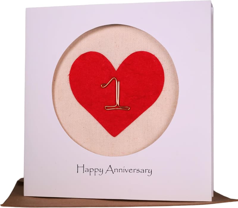 1st Wedding Anniversary Handmade Card for Couples