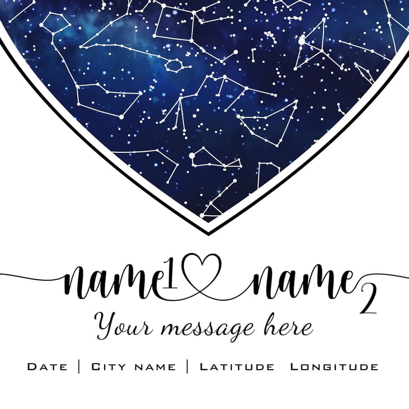 Anniversary Personalized Star Map with Couple's Names