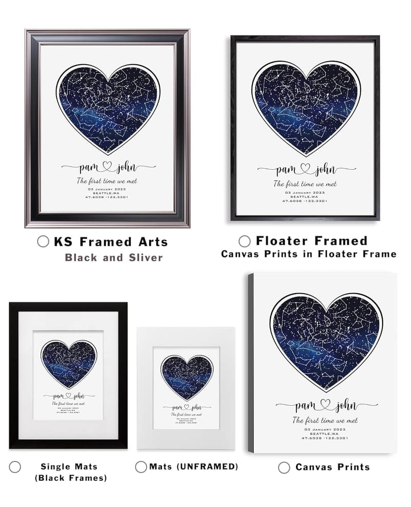 Anniversary Personalized Star Map with Couple's Names
