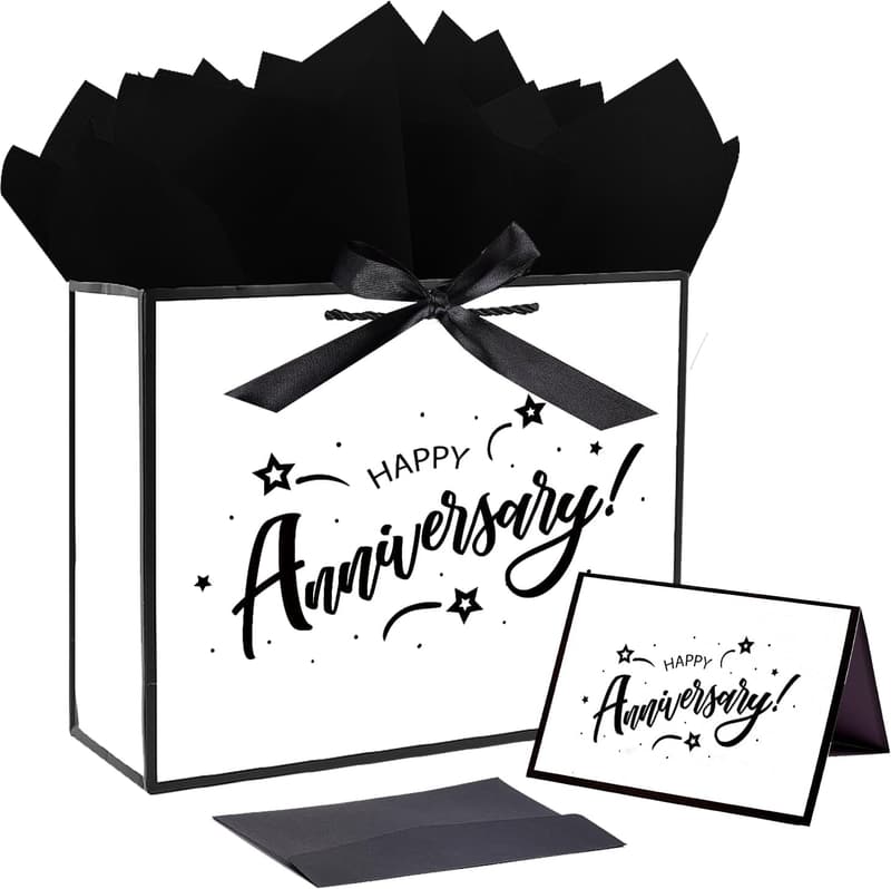 Happy Anniversary Gift Bag Set with Ribbon and Tissue Paper