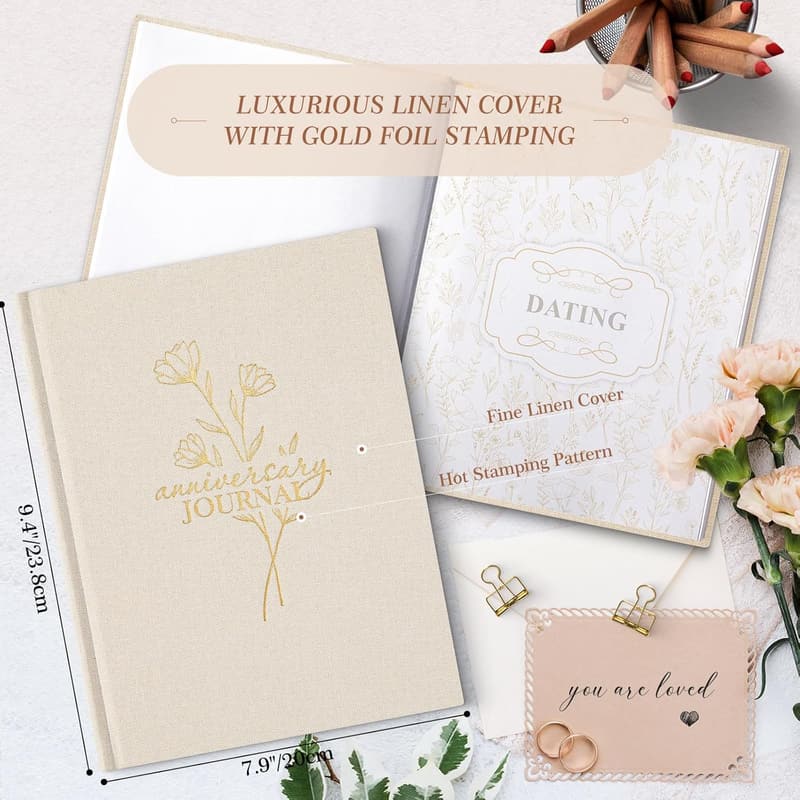 70th Anniversary Linen Memory Journal for Couples
