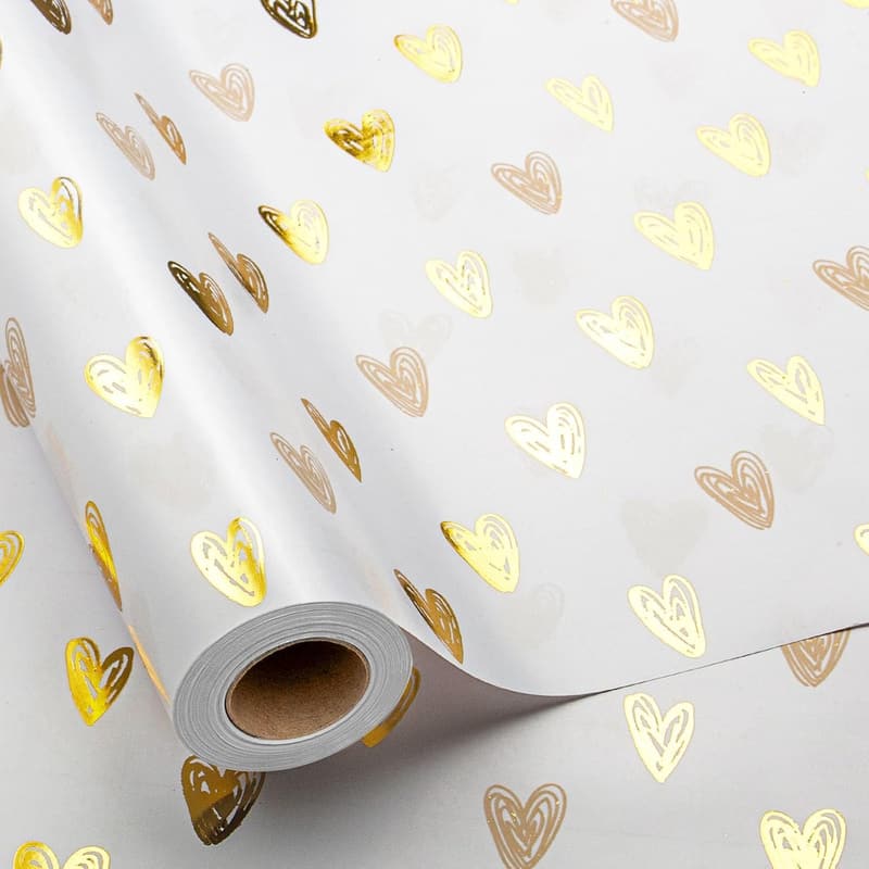 Valentine’s Day Foil Hearts Gift Wrap Roll - 17