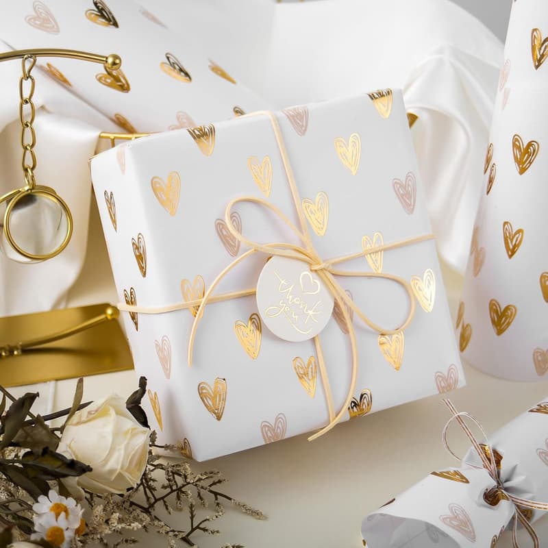 Valentine’s Day Foil Hearts Gift Wrap Roll - 17