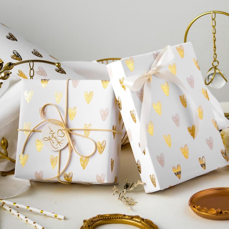 Valentine’s Day Foil Hearts Gift Wrap Roll - 17