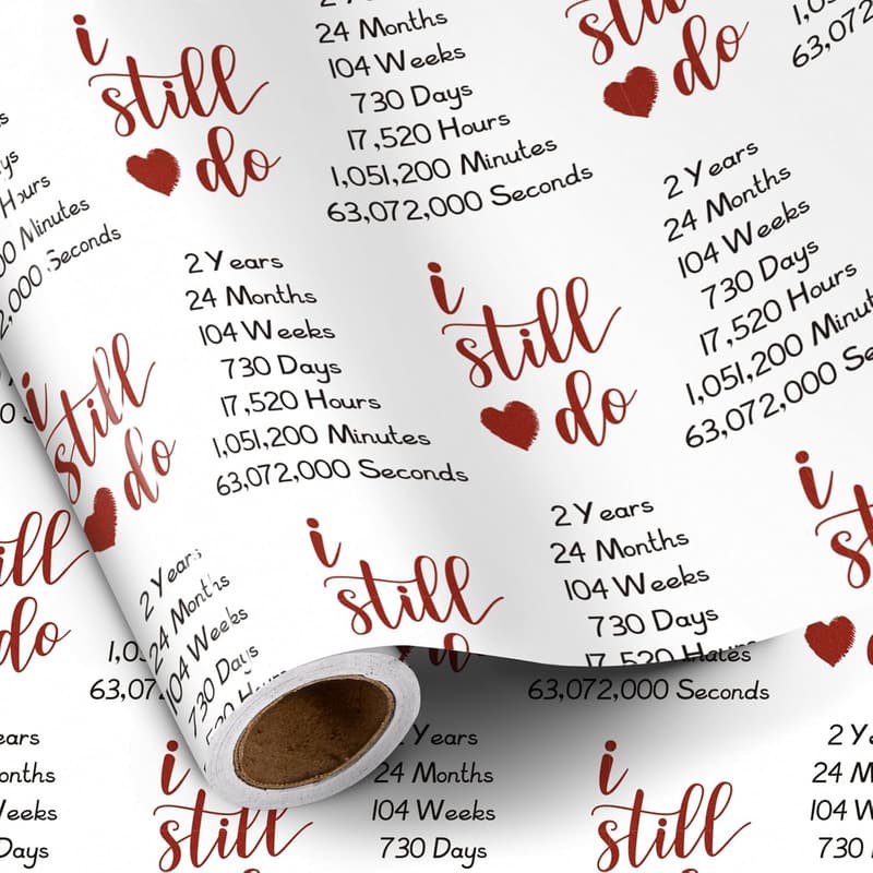 2nd Anniversary Wrapping Paper Roll - I Still Do Pattern