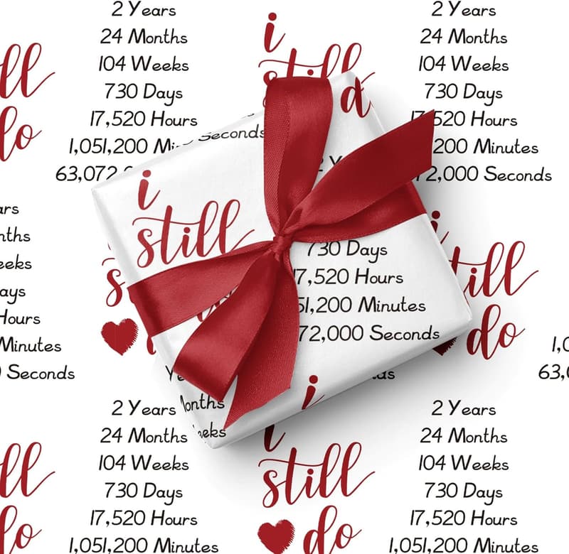 2nd Anniversary Wrapping Paper Roll - I Still Do Pattern