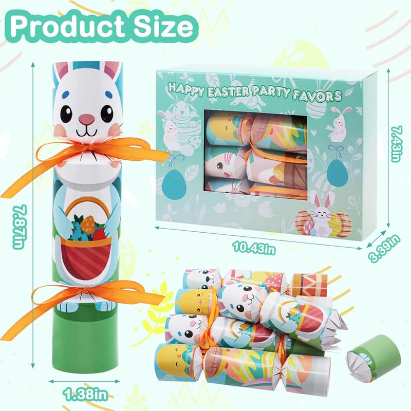 Easter Party Favor Set: 12PCS Non-Snap Crackers for Kids