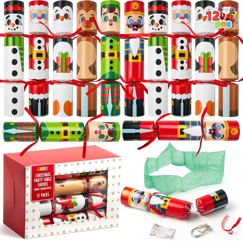 Christmas Party Favor Table Supplies - 12 Pack with Holiday Characters