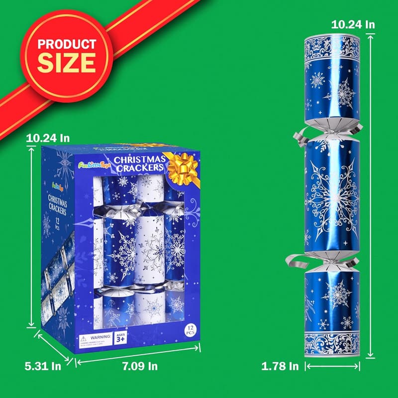 Valentine's Party Crackers, 12 Pack with Gifts & Hats
