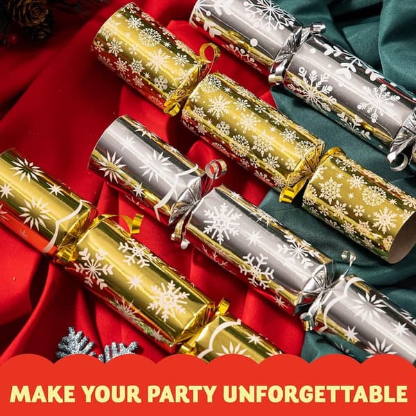 Christmas Table Favor Set – 8 Pack Gold & Silver Snowflake Design