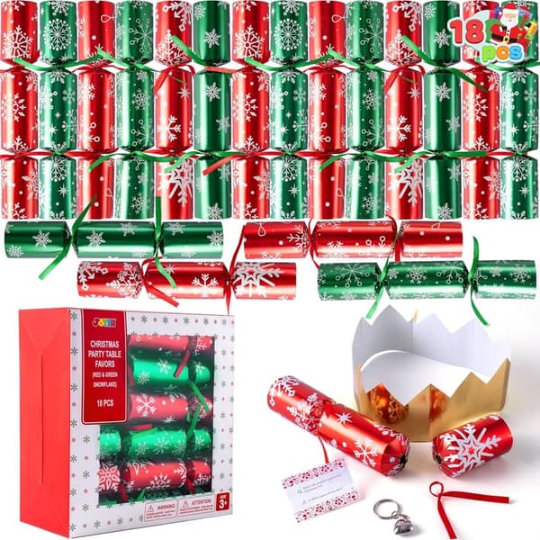 Christmas Snowflake Table Favors - 18 Pack Red & Green