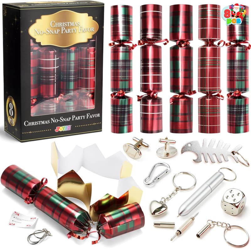Christmas Party Favor Set - 8 Red Check Plaid Gifts