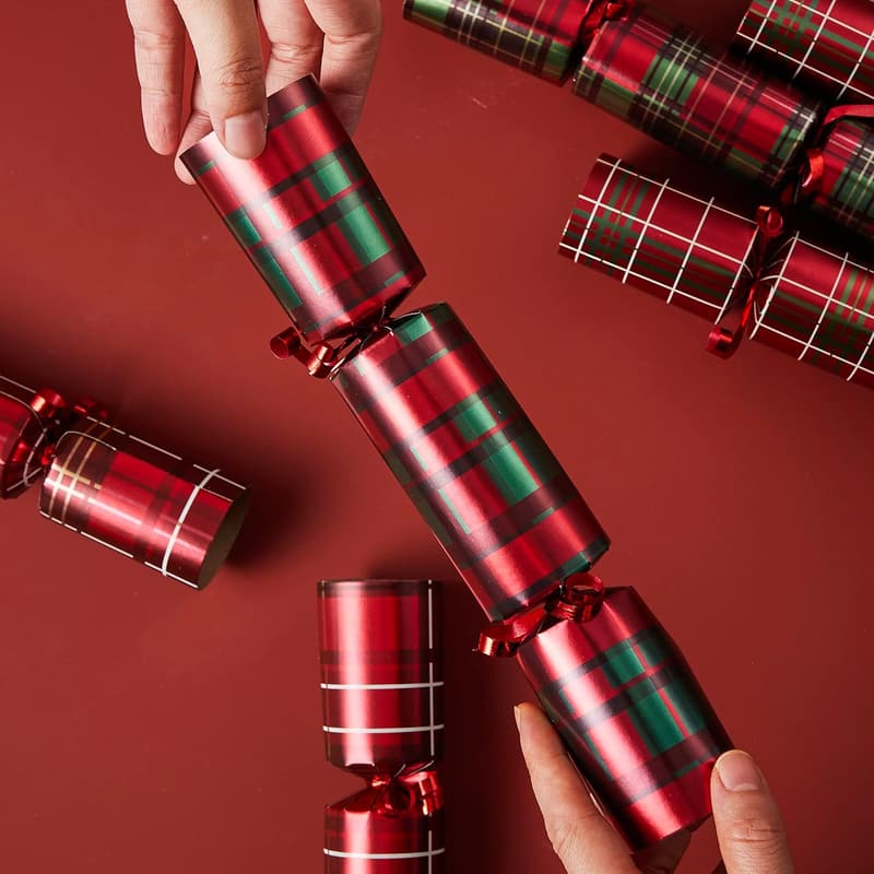 Christmas Party Favor Set - 8 Red Check Plaid Gifts