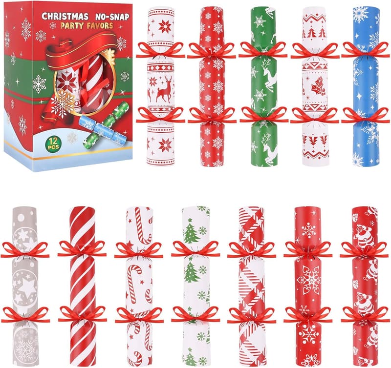 Christmas Party Poppers with Prizes for Kids - 12 Pack