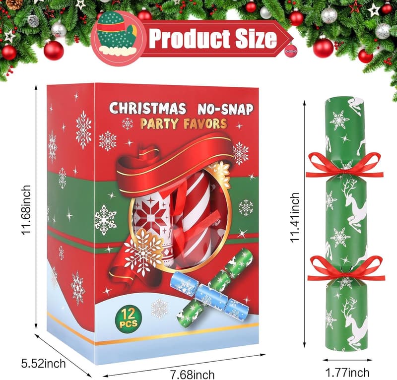 Christmas Party Poppers with Prizes for Kids - 12 Pack