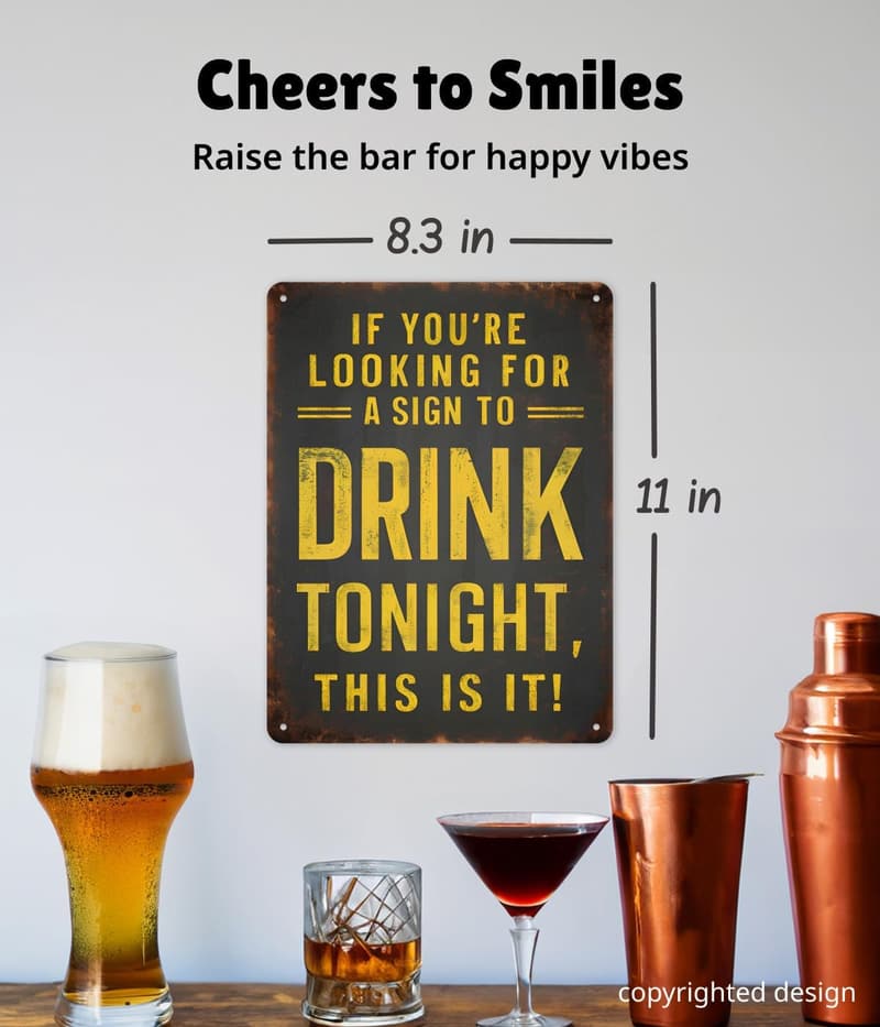 Humorous Metal Bar Sign for Home Bar & Man Cave Decor