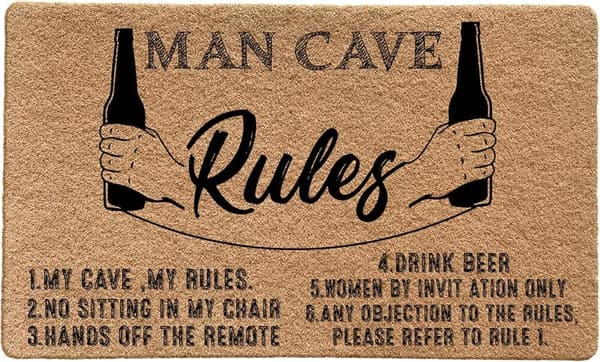 Man Cave Rules Funny Welcome Mat - 17x30 Inch