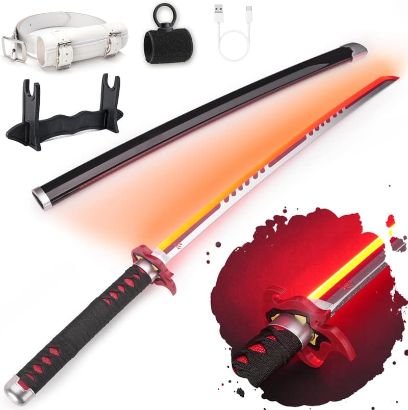 Light Up Anime Sword Replica – 40 Inch Rechargeable with Stand
