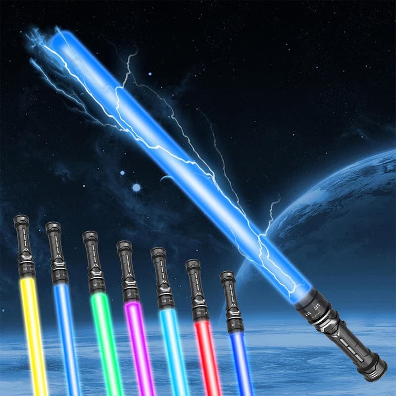 LED Light-Up Swords for Kids - 2-Pack, 7 Colors, Sound-Effect