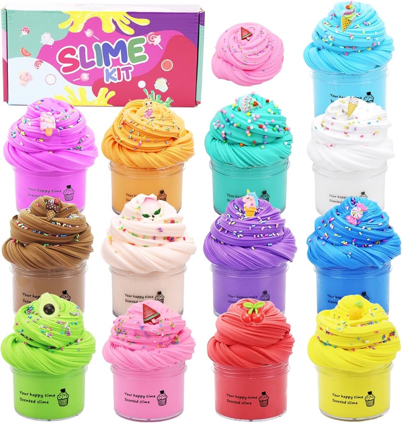 13 Pack Butter Slime Kit - Stretchy Stress Relief Toy for Kids