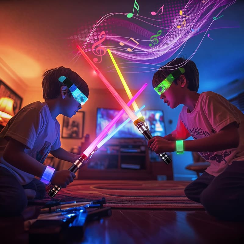 Light Up Saber Set for Kids - 4 Pack with 7 Colors & FX Sound