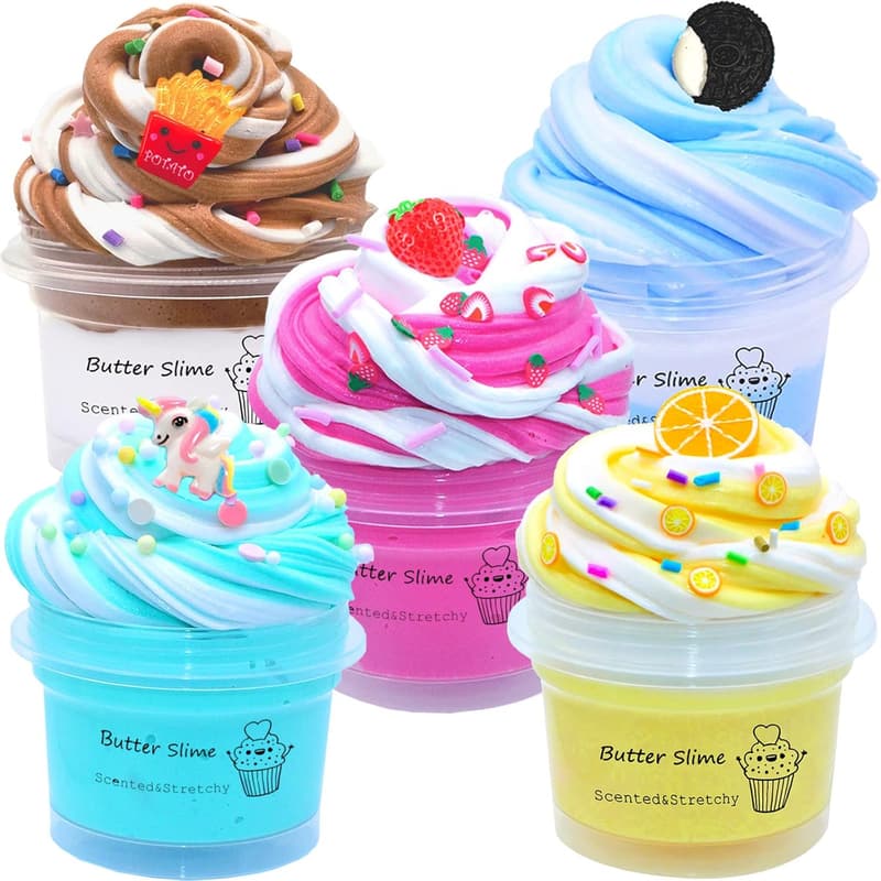 Colorful Butter Slime Set - Assorted Flavors, Non-Sticky, Gift for Kids