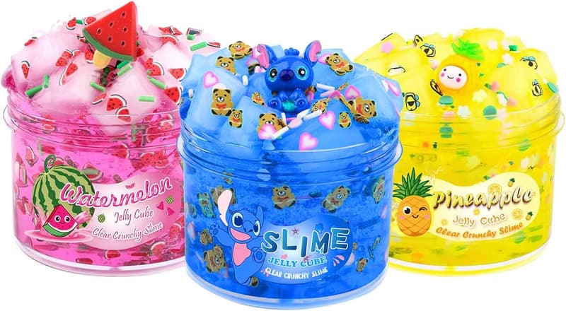 Cute Stress Relief Slime Kit with Charms - 3 Pack
