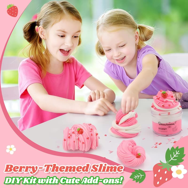 Scented Strawberry Butter Slime Kit for Kids, 7 oz