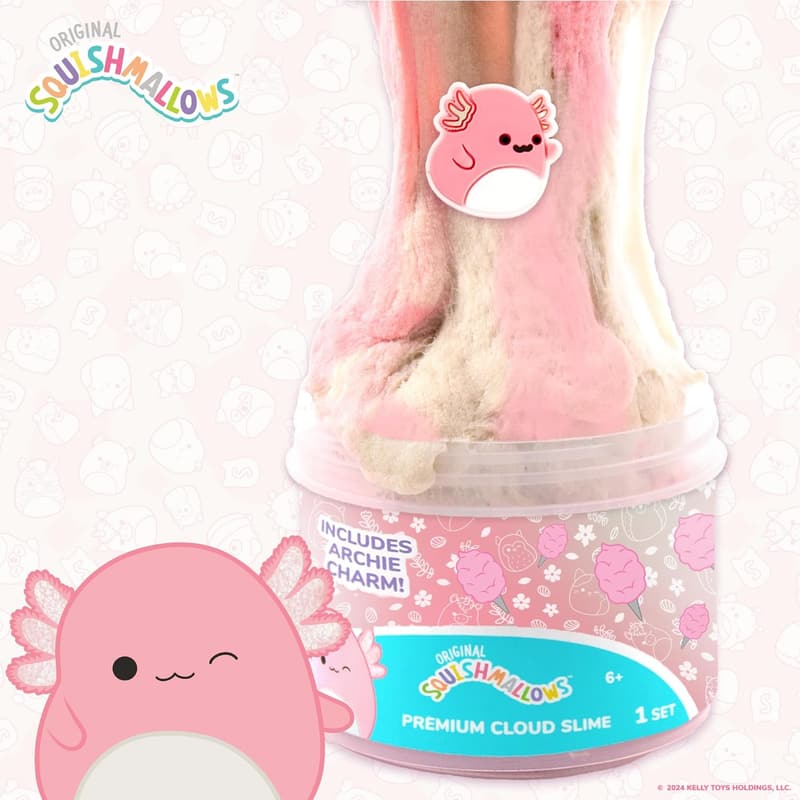 Squishmallows Archie Axolotl Cloud Slime - 8 oz, Cotton Candy Scent