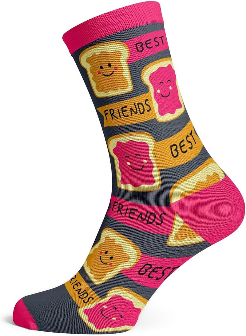 Funny Peanut Butter Jelly Socks - Unique Cotton Crew Gift for All