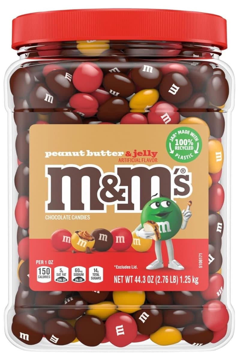 M&M'S Peanut Butter & Jelly Milk Chocolate Candy Jar, 44.3 oz