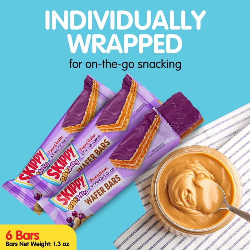 Peanut Butter & Grape Jelly Coated Wafer Bars, 6 Ct