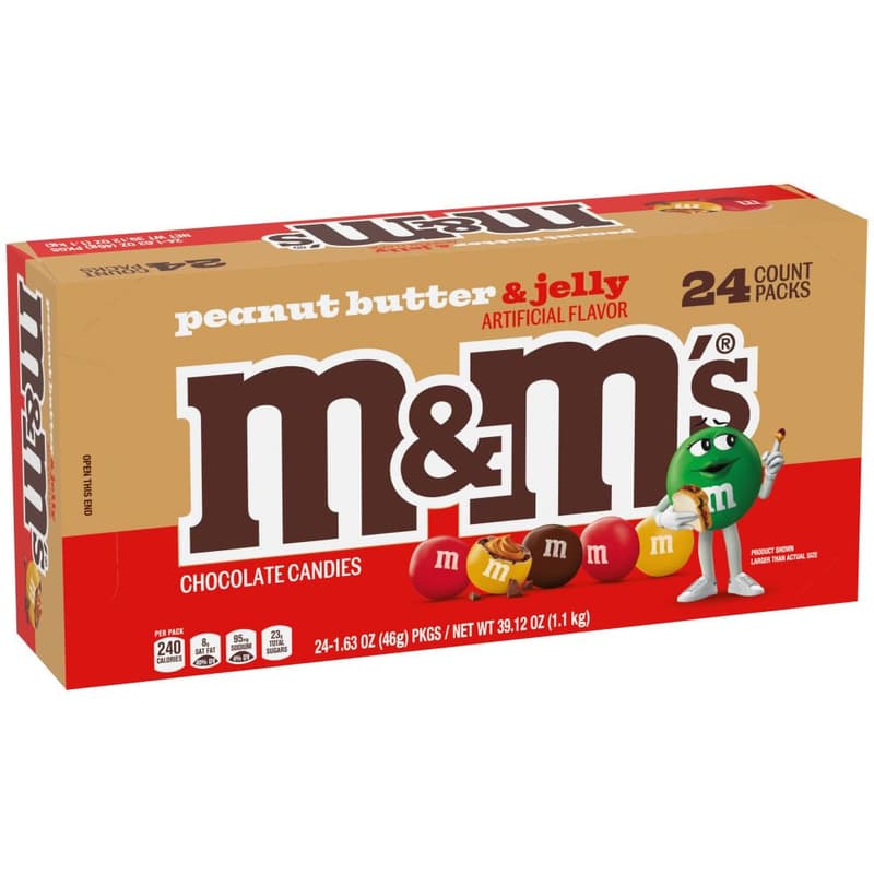 Peanut Butter & Jelly M&M’s Bulk Box, 24 Single Size Bags