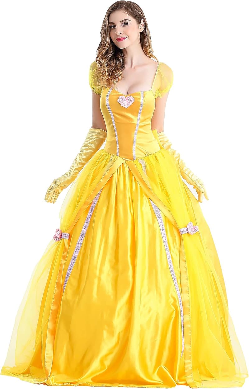 Women's Princess Belle Costume Ball Gown for Halloween