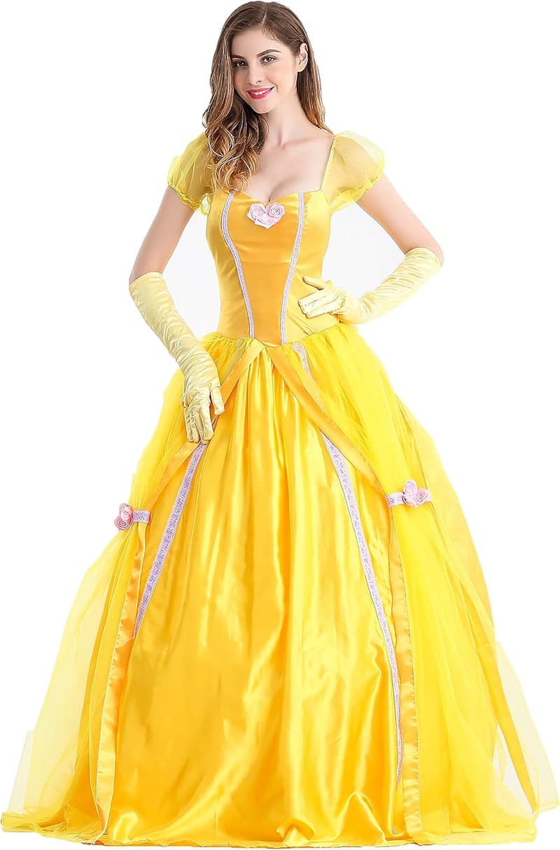 Women's Princess Belle Costume Ball Gown for Halloween