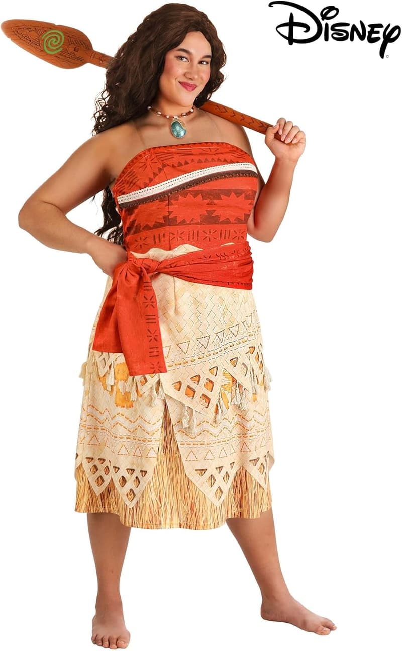 Disney Moana Plus Size Costume for Adults with Waist Sash