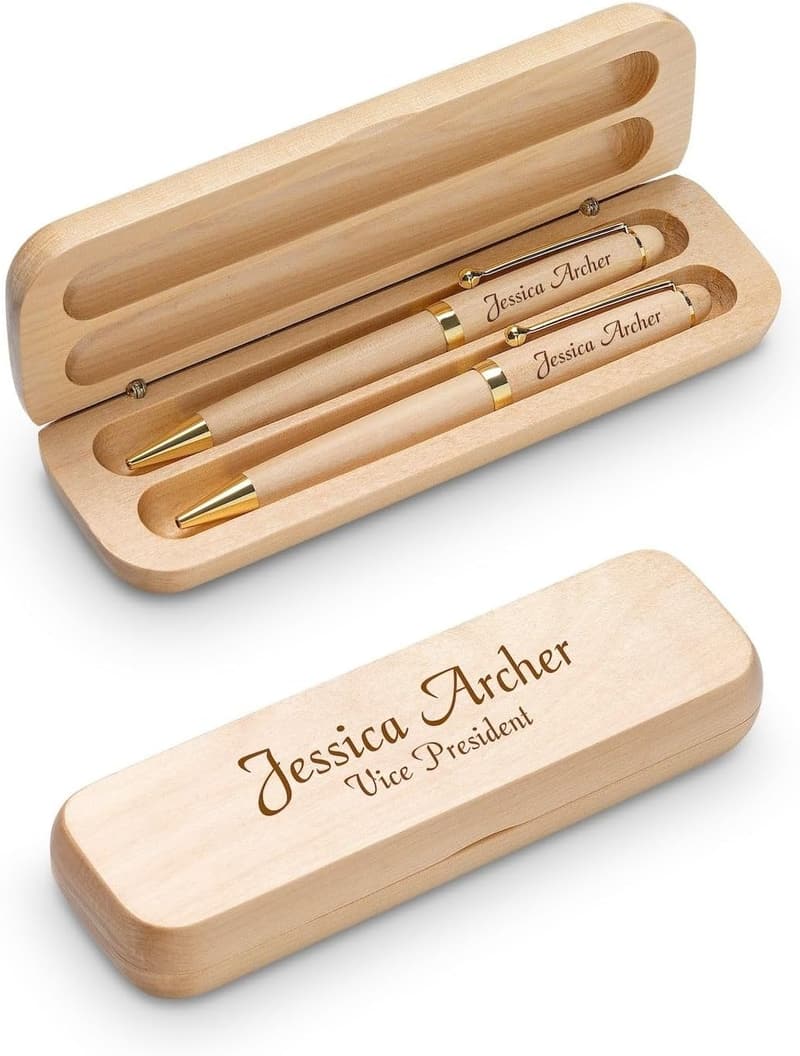 Personalized Maple Wood Pen & Pencil Set with Engraving