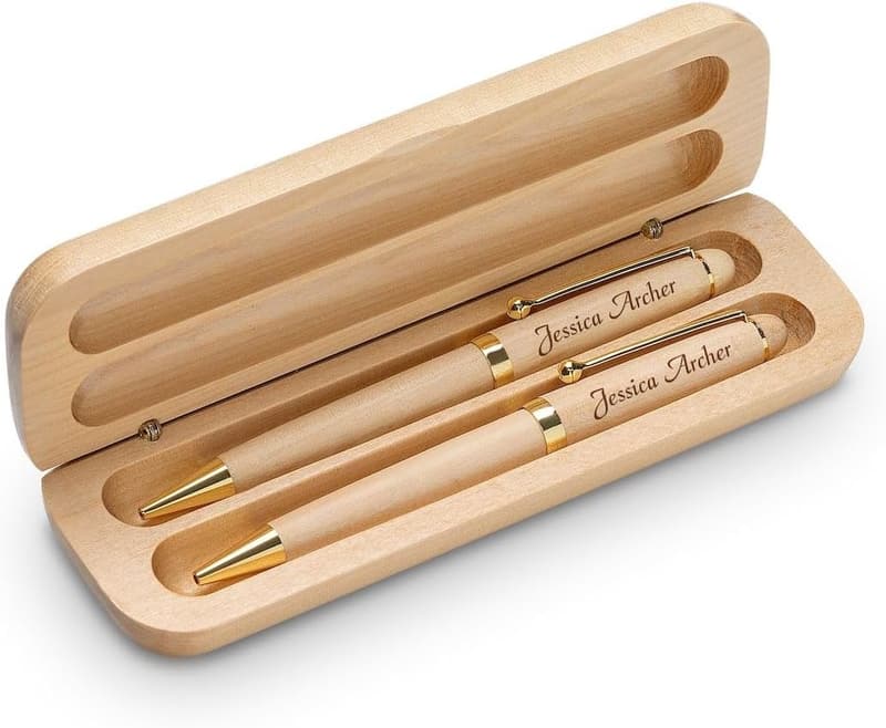 Personalized Maple Wood Pen & Pencil Set with Engraving
