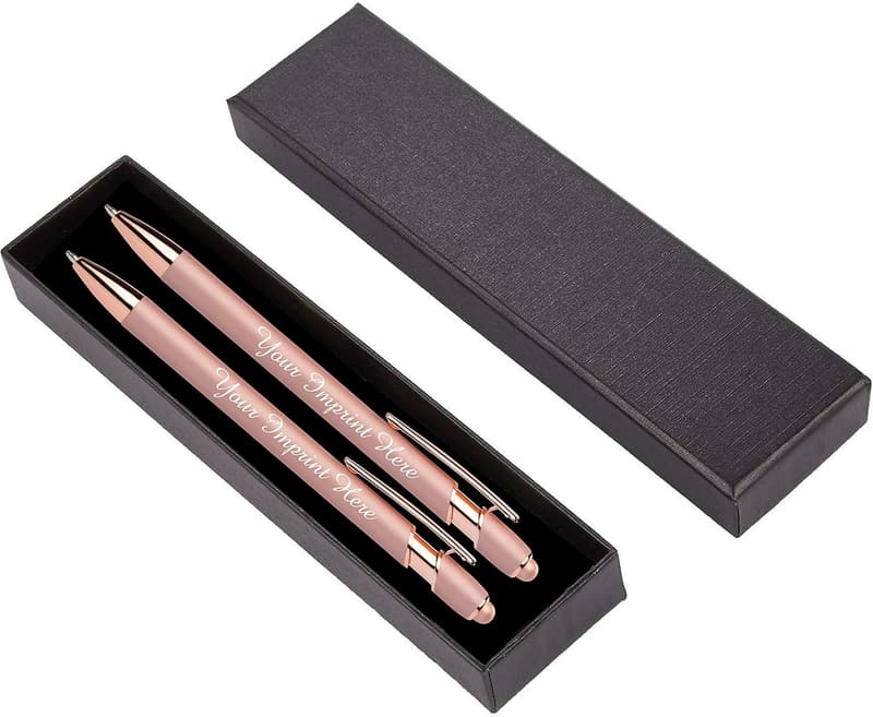 Personalized Rose Gold Ballpoint Pens Gift Set for Couples