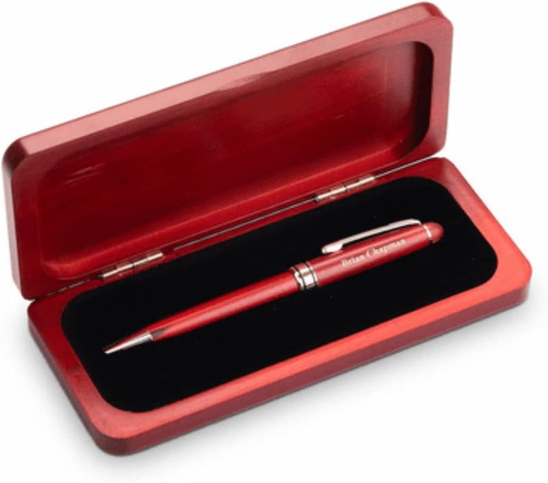 Cherry Finish Laser Engraved Pen & Pencil Set - Elegance Collection