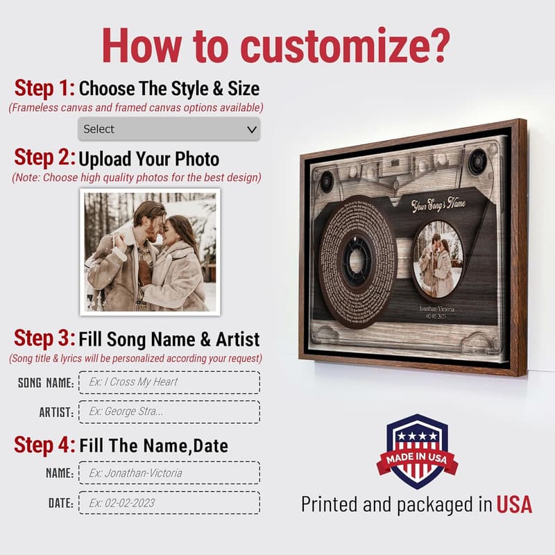 Personalized Song Lyrics Canvas: Romantic Gift for Him
