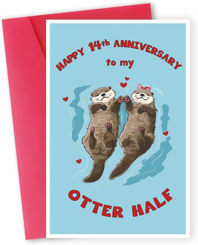 14th Anniversary Card for Couples - Funny and Unique Design