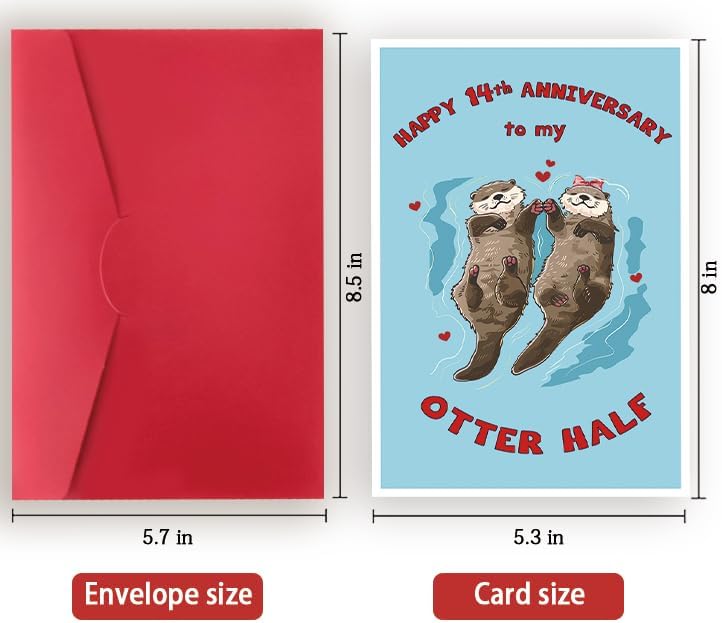 14th Anniversary Card for Couples - Funny and Unique Design